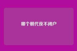 哪个朝代夜不闭户