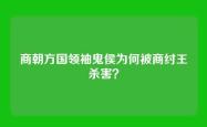 商朝方国领袖鬼侯为何被商纣王杀害？