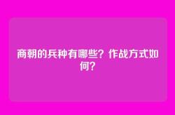 商朝的兵种有哪些？作战方式如何？