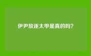 伊尹放逐太甲是真的吗？