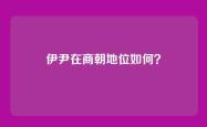 伊尹在商朝地位如何？