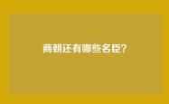 商朝还有哪些名臣？