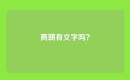 商朝有文字吗？