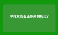 甲骨文能否还原商朝历史？