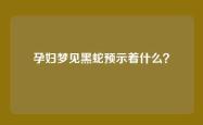 孕妇梦见黑蛇预示着什么？