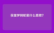 夜里梦到蛇是什么意思？