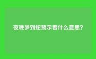 夜晚梦到蛇预示着什么意思？