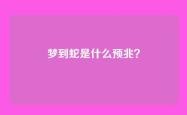 梦到蛇是什么预兆？