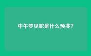 中午梦见蛇是什么预兆？