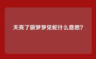天亮了做梦梦见蛇什么意思？