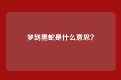 梦到黑蛇是什么意思？