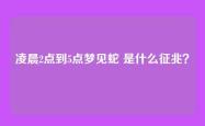 凌晨2点到5点梦见蛇 是什么征兆？