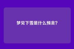 梦见下雪是什么预兆？