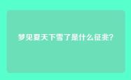 梦见夏天下雪了是什么征兆？