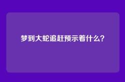 梦到大蛇追赶预示着什么？