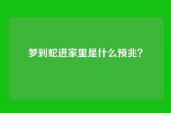 梦到蛇进家里是什么预兆？