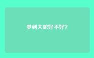 梦到大蛇好不好？