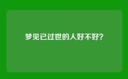 梦见已过世的人好不好？
