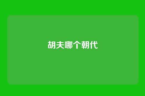 胡夫哪个朝代