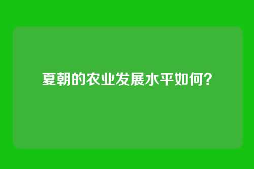 夏朝的农业发展水平如何？
