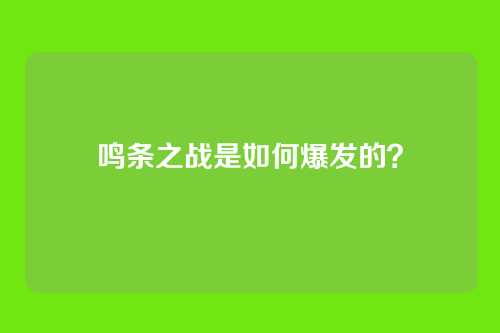 鸣条之战是如何爆发的?