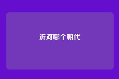 沂河哪个朝代