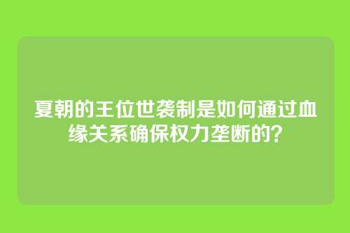 夏朝的王位世袭制是如何通过血缘关系确保权力垄断的？