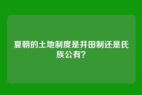夏朝的土地制度是井田制还是氏族公有?