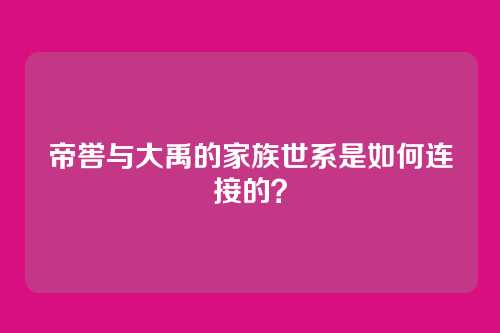 帝喾与大禹的家族世系是如何连接的？