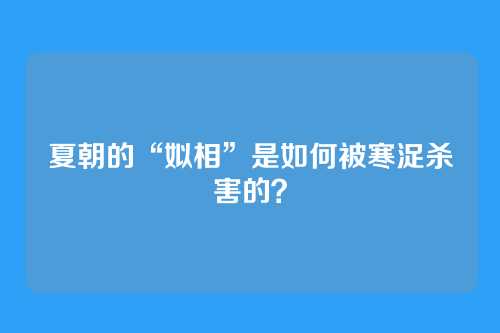 夏朝的“姒相”是如何被寒浞杀害的?