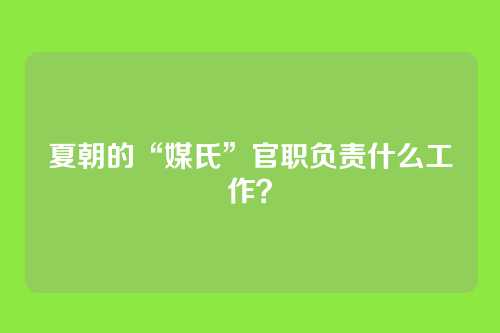 夏朝的“媒氏”官职负责什么工作？
