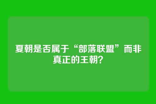 夏朝是否属于“部落联盟”而非真正的王朝?
