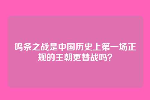 鸣条之战是中国历史上第一场正规的王朝更替战吗？