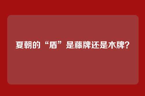 夏朝的“盾”是藤牌还是木牌？