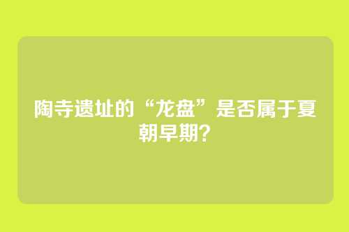 陶寺遗址的“龙盘”是否属于夏朝早期？