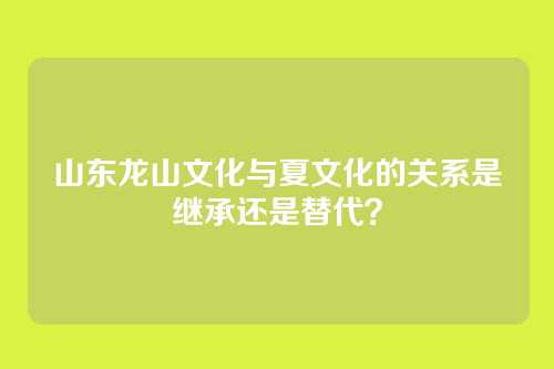 山东龙山文化与夏文化的关系是继承还是替代？
