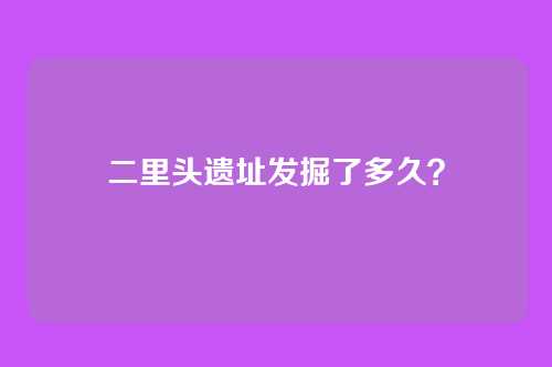 二里头遗址发掘了多久？