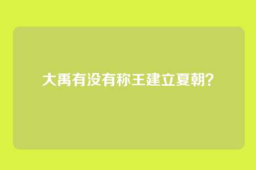 大禹有没有称王建立夏朝？