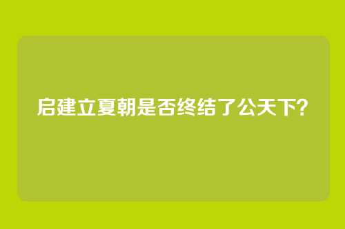 启建立夏朝是否终结了公天下？
