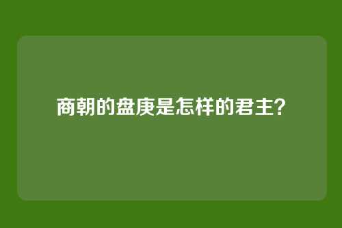 商朝的盘庚是怎样的君主?