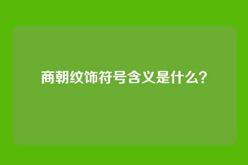 商朝纹饰符号含义是什么?