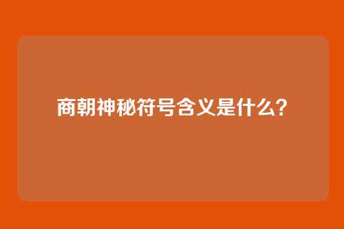 商朝神秘符号含义是什么？