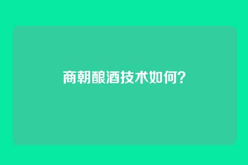 商朝酿酒技术如何？