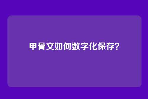 甲骨文如何数字化保存？