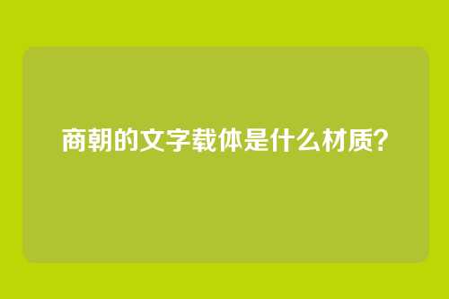 商朝的文字载体是什么材质?