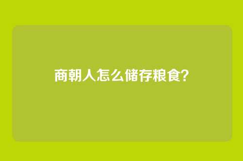 商朝人怎么储存粮食?