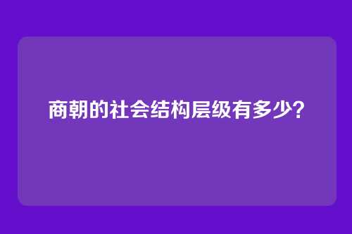 商朝的社会结构层级有多少？