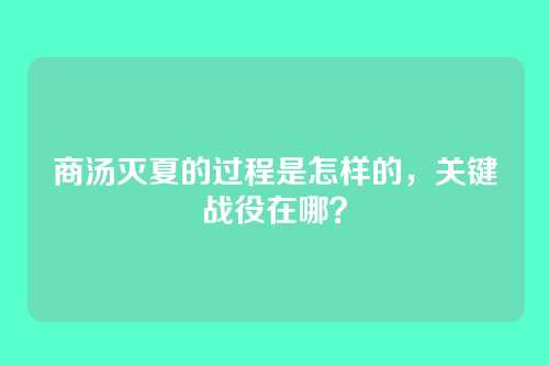 商汤灭夏的过程是怎样的，关键战役在哪？