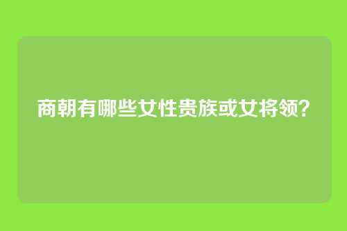 商朝有哪些女性贵族或女将领？