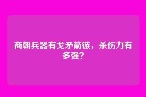 商朝兵器有戈矛箭镞，杀伤力有多强？